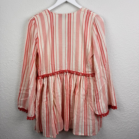 Anthropologie Chantik Small Lovina Floral Embroidered Blouse Pom Pom NWT - Picture 3 of 8